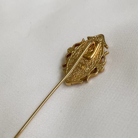 VTG Coral Peach Cameo Hat Pin Brooch - Picture 3 of 7